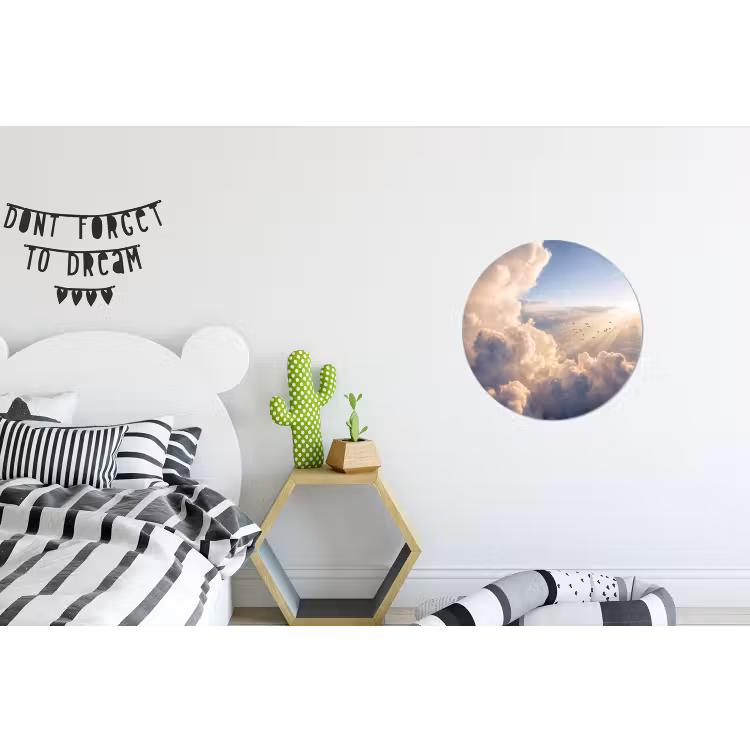 Wolken - Zonnestralen - Natuur - Wit Wandcirkel aluminium klein -kinderkamer