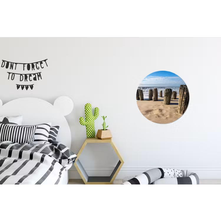 Zand - Strand - Paal - Water - Zomer Wandcirkel aluminium klein -kinderkamer