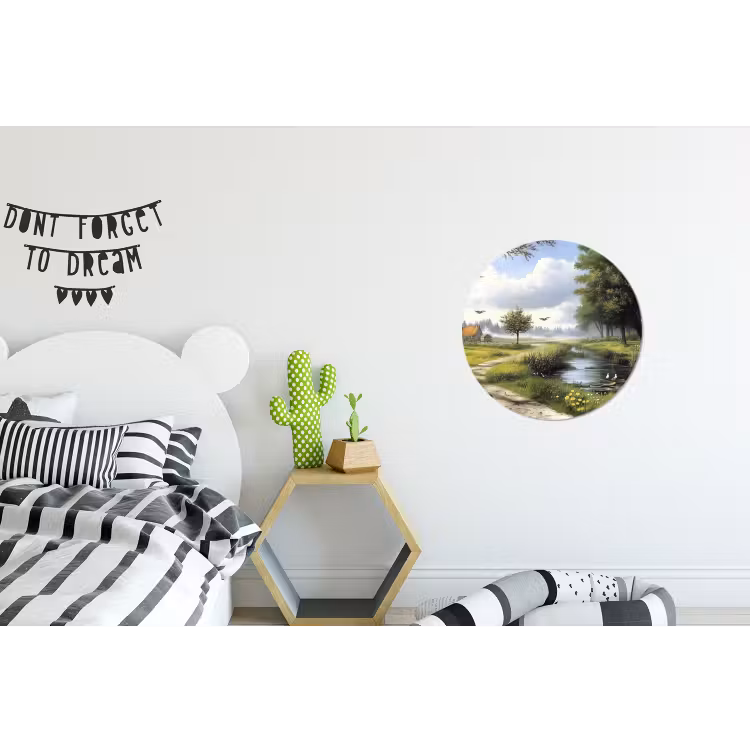 Zandpad - Groen landschap - Water Wandcirkel aluminium klein -kinderkamer