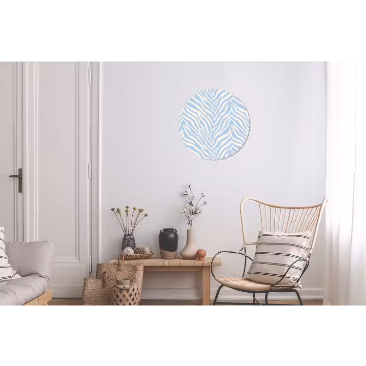 Zebra - Motief - Blauw - Wit Wandcirkel aluminium klein 190 -woonkamer