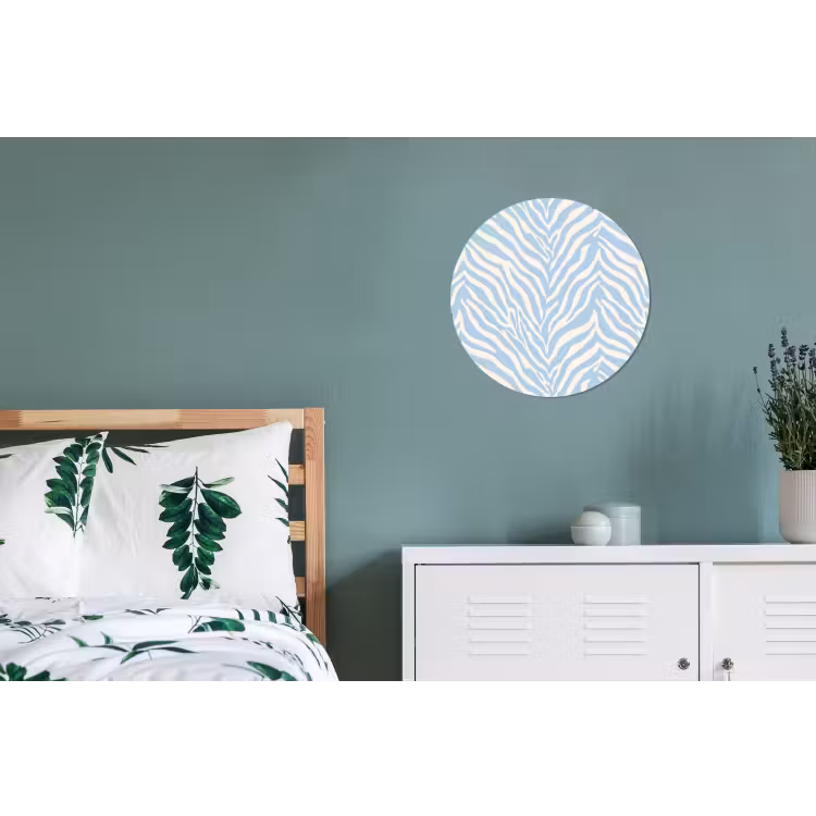 Zebra - Motief - Blauw - Wit Wandcirkel aluminium klein 190 -slaapkamer