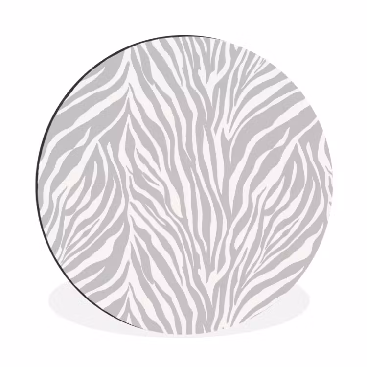 Zebra - Motief - Grijs Wandcirkel aluminium klein 190 -3d