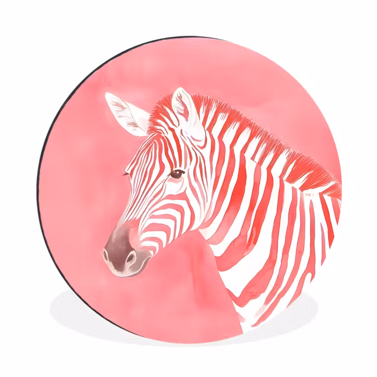 Zebra - Pink - Verf Wandcirkel aluminium klein -3d