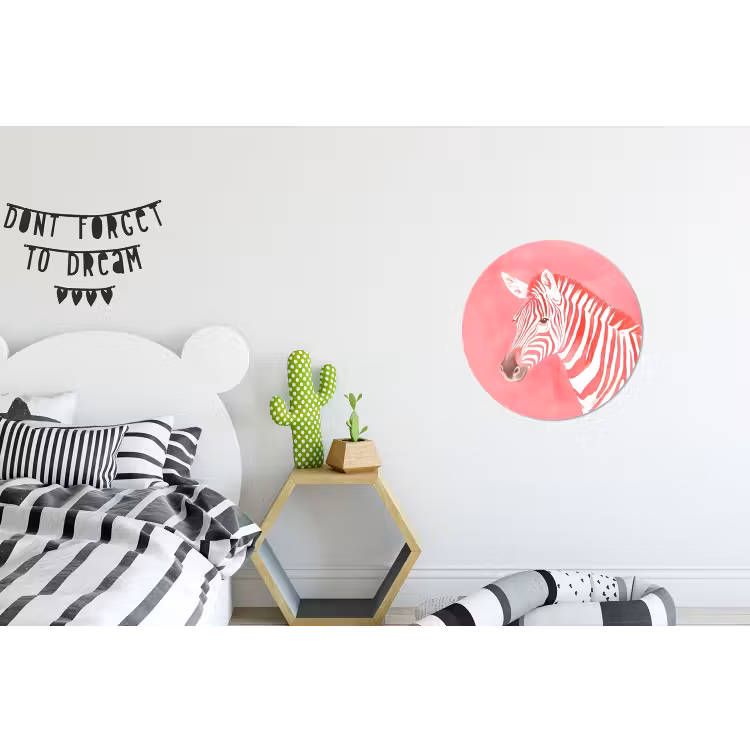 Zebra - Pink - Verf Wandcirkel aluminium klein -kinderkamer
