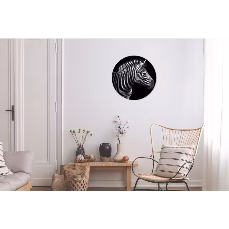 Zebra - Zwart - Wit - Portret - Dieren Wandcirkel aluminium klein -woonkamer