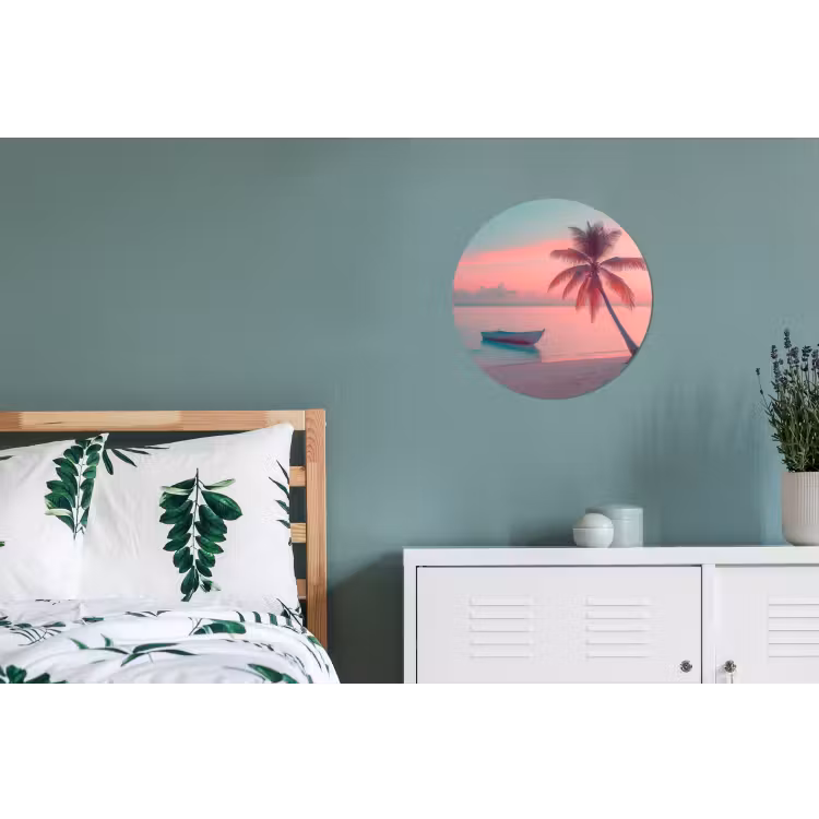 Zee - Boot - Zonsondergang Wandcirkel aluminium klein -slaapkamer