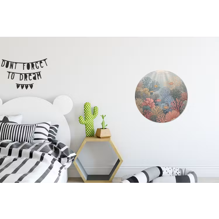 Zee - Koraal - Vis - Natuur - Kleurrijk Wandcirkel aluminium klein -kinderkamer