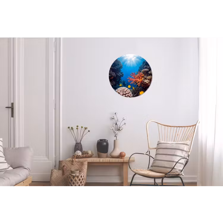 Zee - Koraalrif - Natuur - Levendig - Blauw Wandcirkel aluminium klein -woonkamer