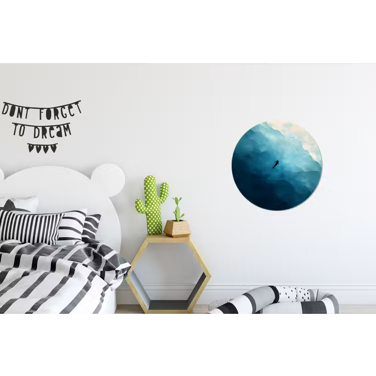 Zee - Silhouet - Abstract - Blauw Wandcirkel aluminium klein -kinderkamer