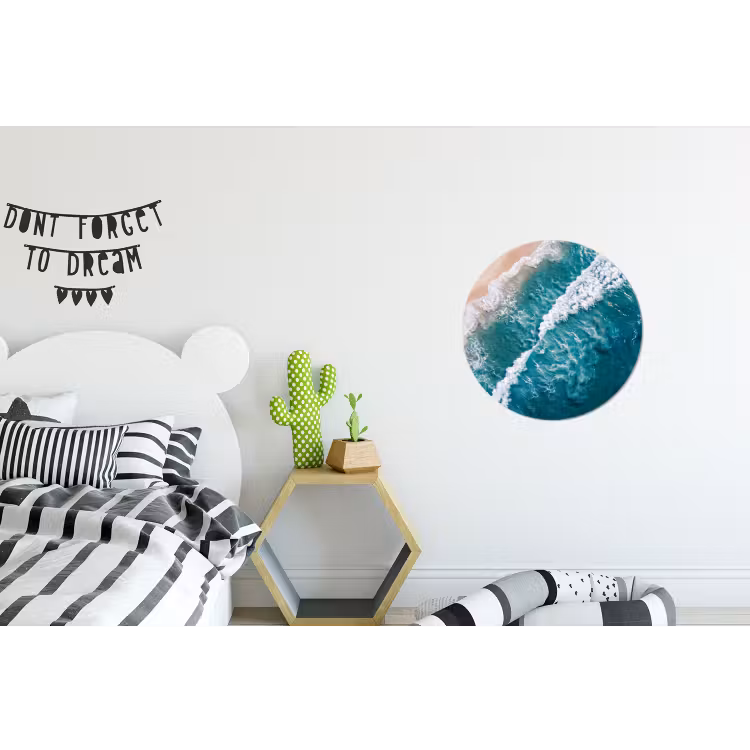Zee - Strand - Golven - Natuur - Blauw Wandcirkel aluminium klein -kinderkamer