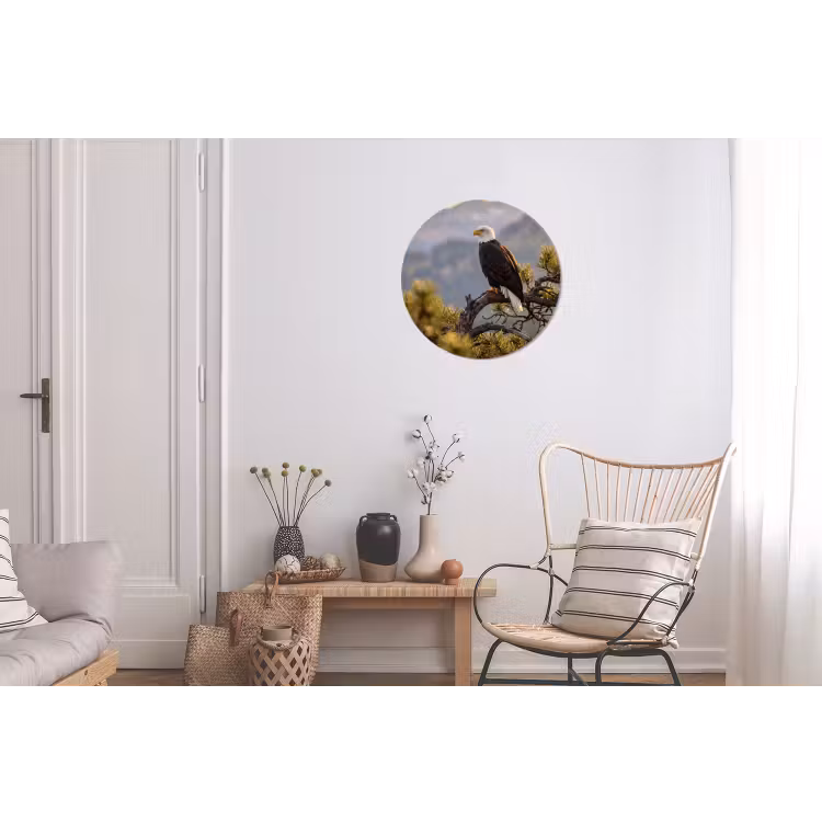 Zeearend - Boom - Bergen - Groen Wandcirkel aluminium klein -woonkamer