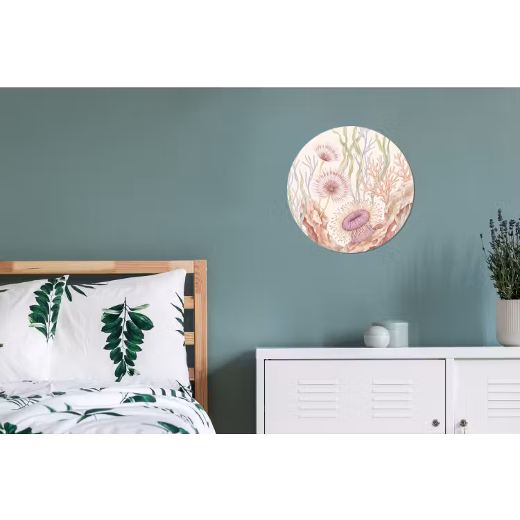 Zeeleven - Koraal - Onderwater - Illustratie - Kleurrijk Wandcirkel aluminium klein -slaapkamer