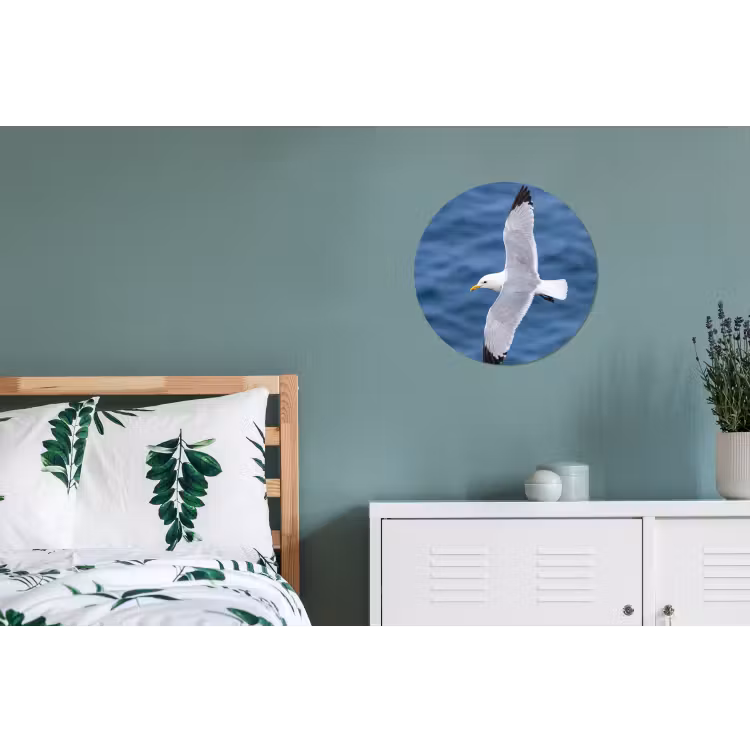 Zeemeeuw - Oceaan - Blauw Wandcirkel aluminium klein -slaapkamer