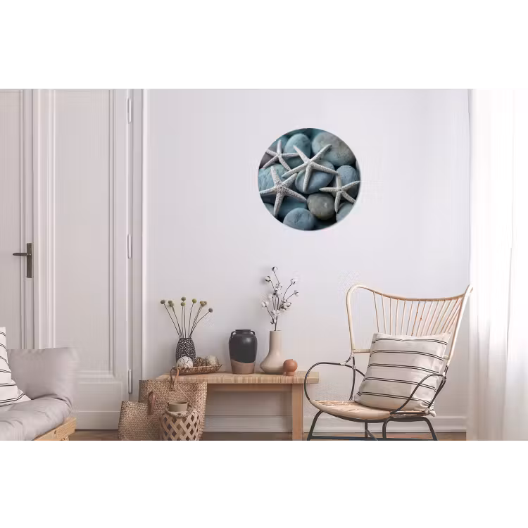 Zeesterren - Stenen - Wit Wandcirkel aluminium klein -woonkamer
