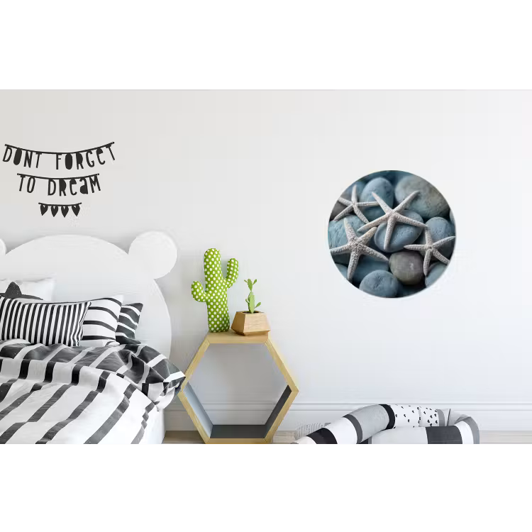 Zeesterren - Stenen - Wit Wandcirkel aluminium klein -kinderkamer