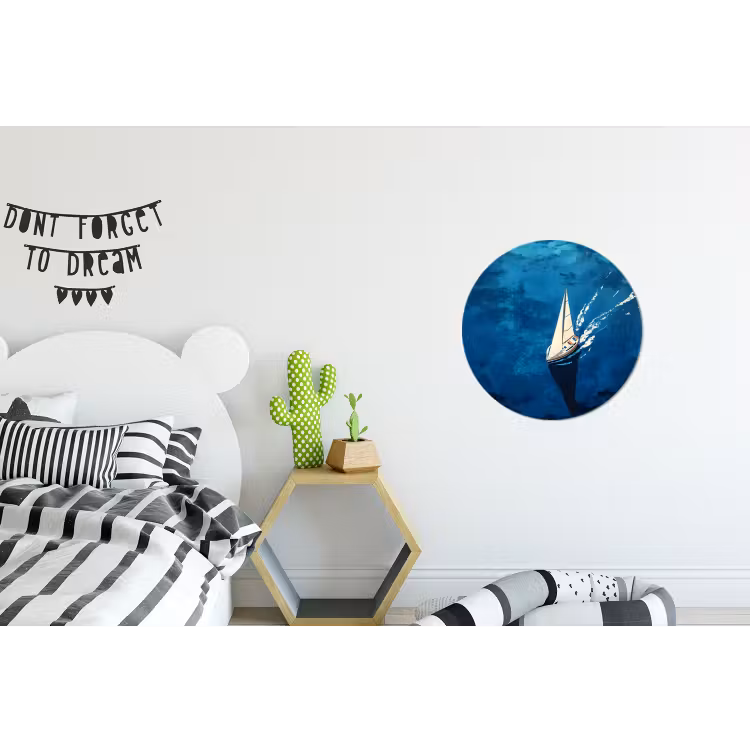 Zeilboot - Water - Abstract - Schaduw Wandcirkel aluminium klein -kinderkamer
