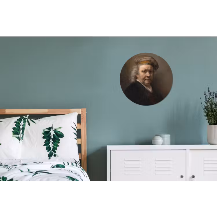 Zelfportret - Schilderij van Rembrandt van Rijn Wandcirkel aluminium klein -slaapkamer