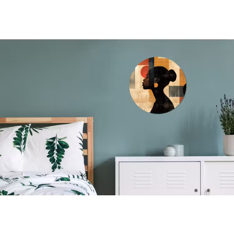 Zijaanzicht - Vrouw - Vormen Wandcirkel aluminium klein -slaapkamer