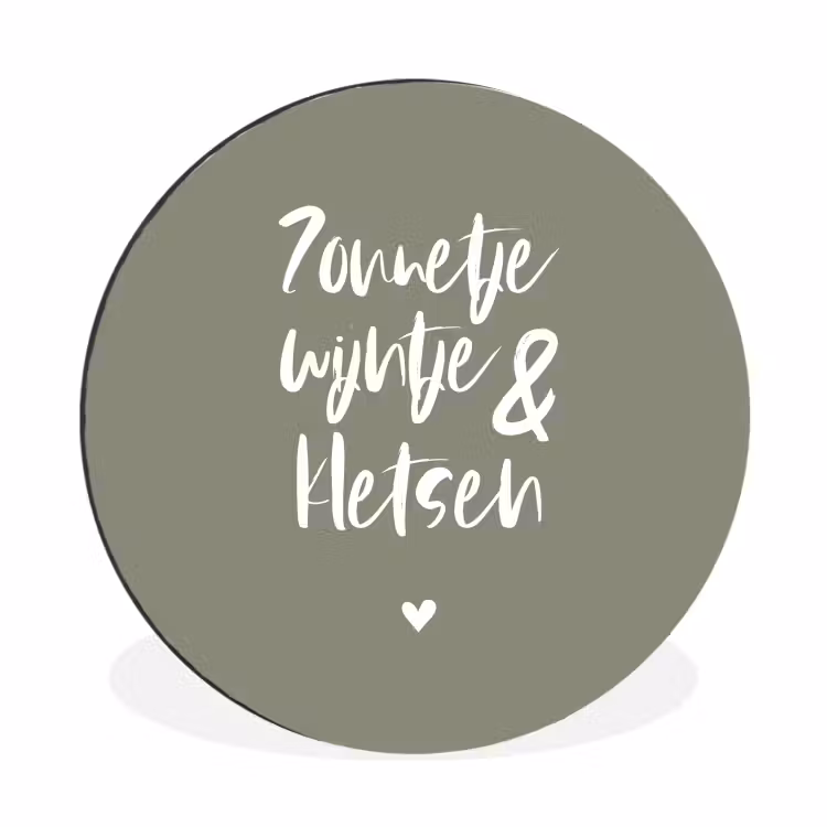 Zomer - Tekst - Zonnetje, wijntje & kletsen - Quotes Wandcirkel aluminium klein -3d