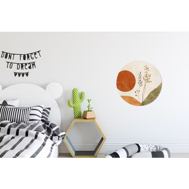 Zon - Abstract - Takken - Oranje Wandcirkel aluminium klein -kinderkamer