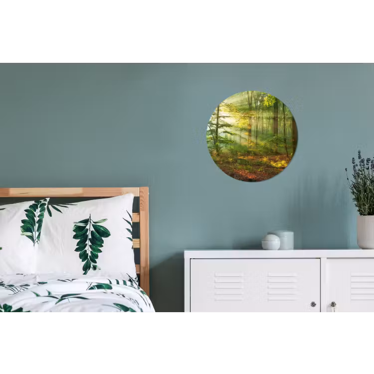 Zon - Bos - boom - Natuur - Herfst Wandcirkel aluminium klein -slaapkamer