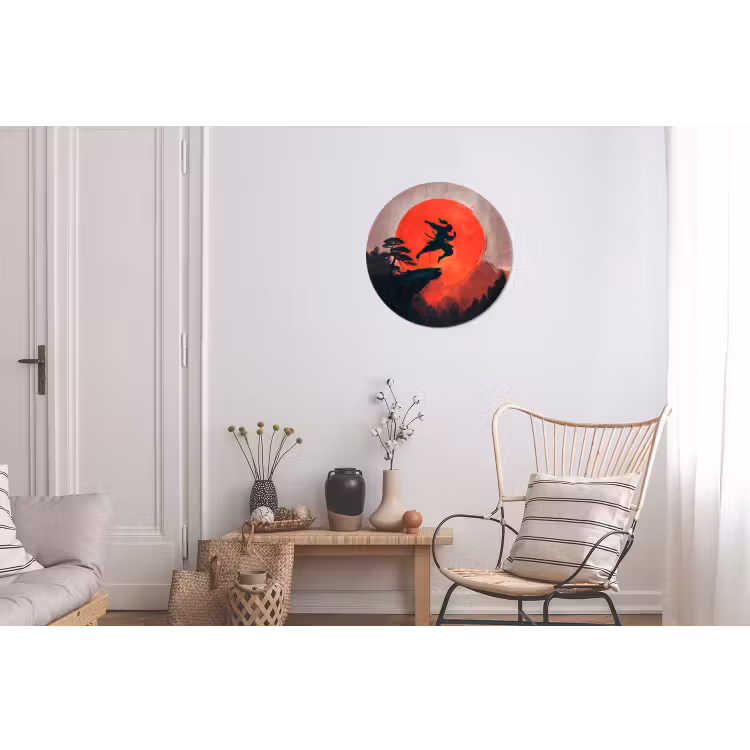 Zon - Krijger - Bomen - Bergen Wandcirkel aluminium klein -woonkamer