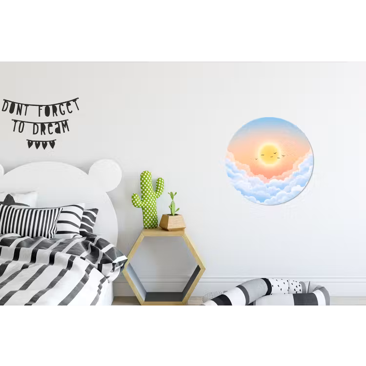 Zon - Vogels - Lucht - Natuur - Geel Wandcirkel aluminium klein -kinderkamer