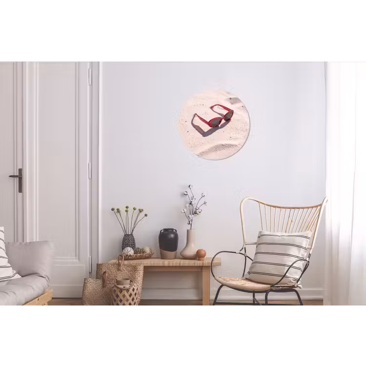 Zonnebril - Strand - Vakantie - Rood Wandcirkel aluminium klein -woonkamer