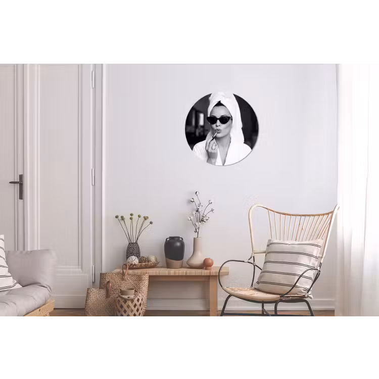 Zonnebril - Vrouw - Zwart - Wit Wandcirkel aluminium klein -woonkamer