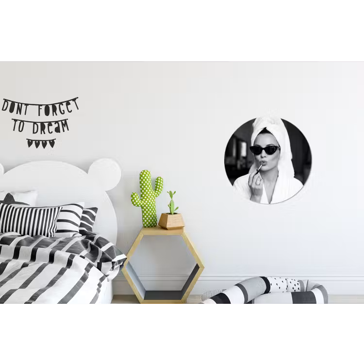 Zonnebril - Vrouw - Zwart - Wit Wandcirkel aluminium klein -kinderkamer