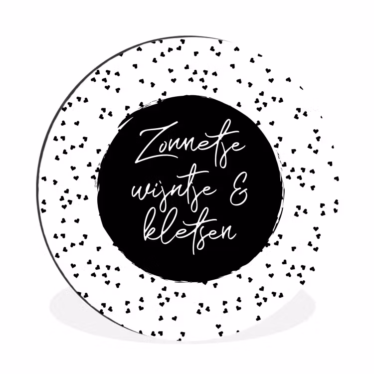 Zonnetje, wijntje & kletsen - Quotes - Tekst - Wijn - Zomer Wandcirkel aluminium klein -3d