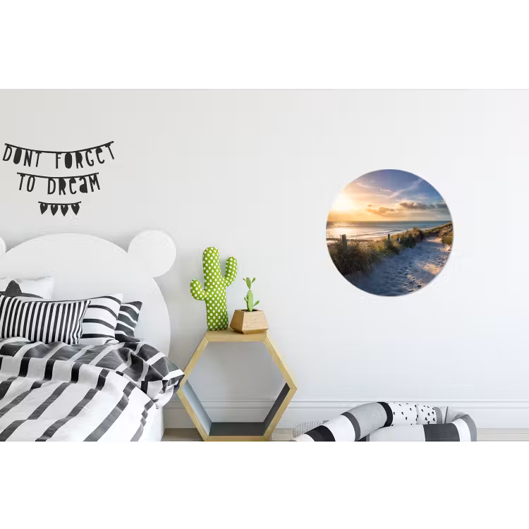 Zonsondergang - Strand - Duin - Gras - Bank Wandcirkel aluminium klein -kinderkamer