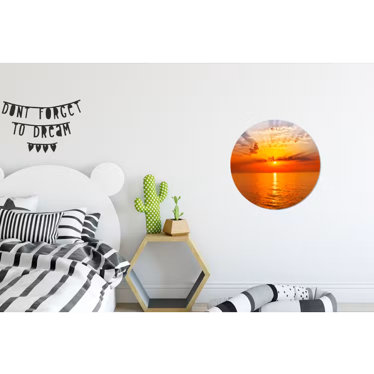 Zonsondergang - Zee - Lucht - Oranje - Horizon - Water Wandcirkel aluminium klein -kinderkamer