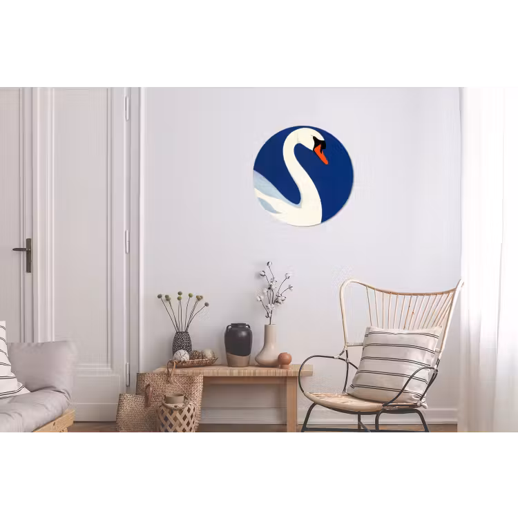 Zwaan - Wit - Snavel - Illustratie Wandcirkel aluminium klein -woonkamer