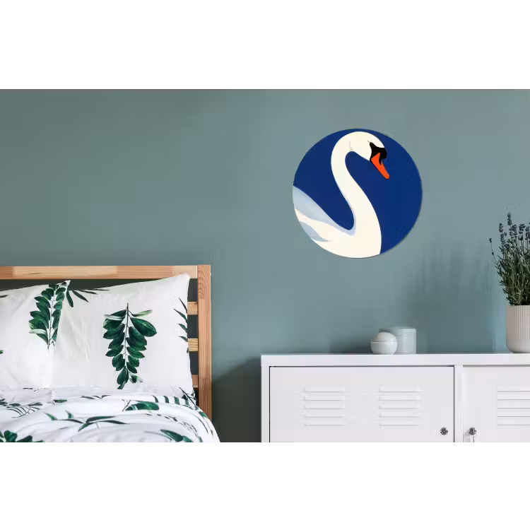 Zwaan - Wit - Snavel - Illustratie Wandcirkel aluminium klein -slaapkamer