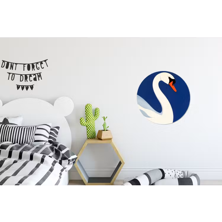 Zwaan - Wit - Snavel - Illustratie Wandcirkel aluminium klein -kinderkamer