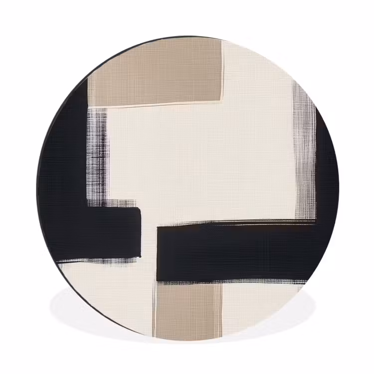 Zwart - Abstract - Japandi Wandcirkel aluminium klein -3d