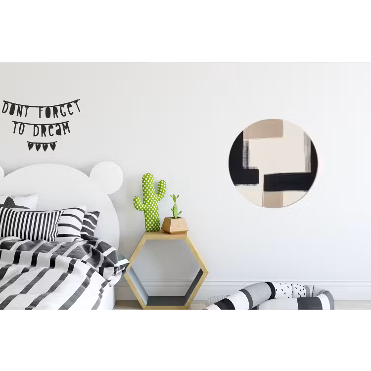Zwart - Abstract - Japandi Wandcirkel aluminium klein -kinderkamer