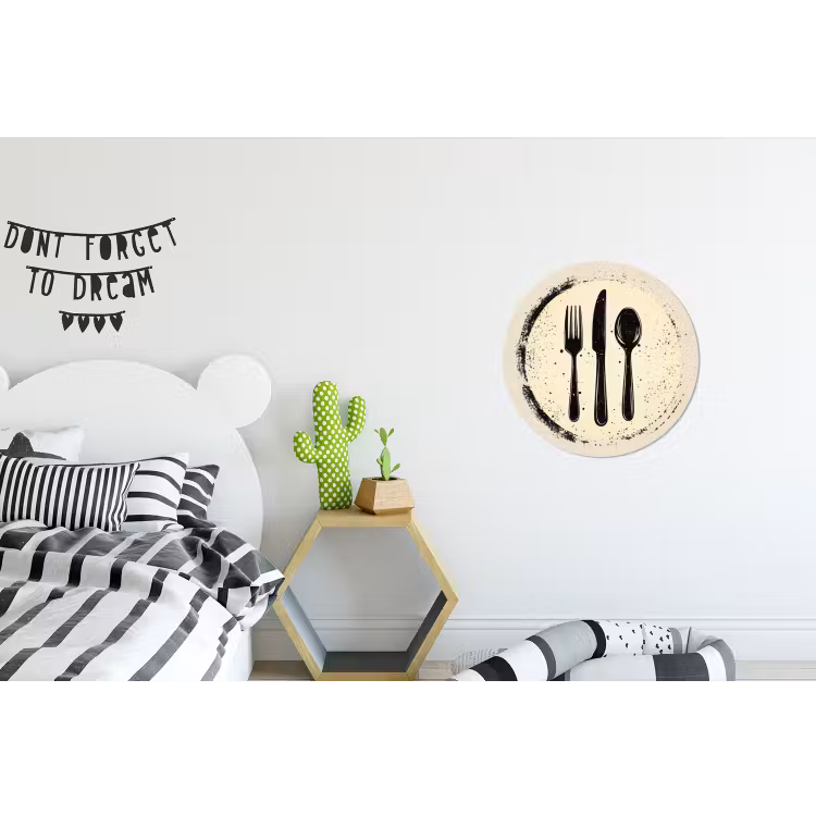 Zwart - Bestek - Rondje Wandcirkel aluminium klein -kinderkamer