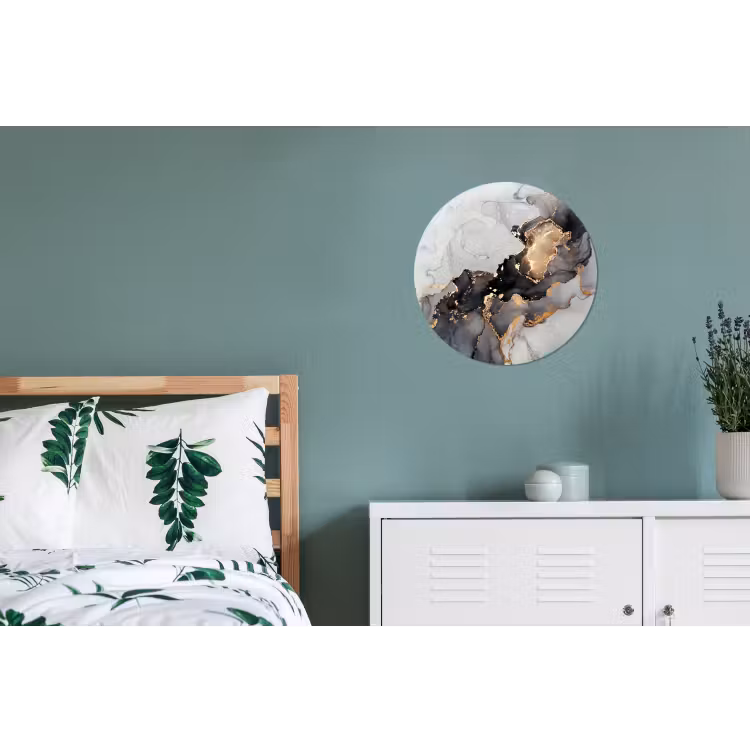 Zwart - Marmer - Luxe - Goud Wandcirkel aluminium klein -slaapkamer