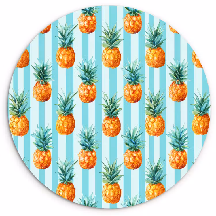 Ananas - Strepen - Groen Wandcirkel kunststof plaat 5mm dik klein 188 -3d
