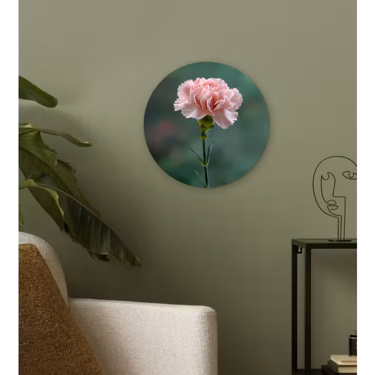Anjer - Roze - Bloemblaadjes Wandcirkel kunststof plaat 5mm dik klein -sfeer3
