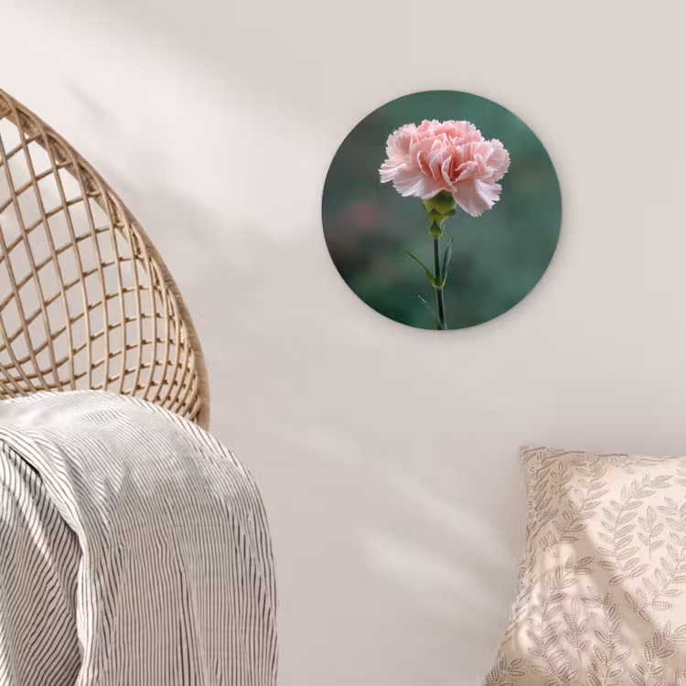 Anjer - Roze - Bloemblaadjes Wandcirkel kunststof plaat 5mm dik klein -sfeer5