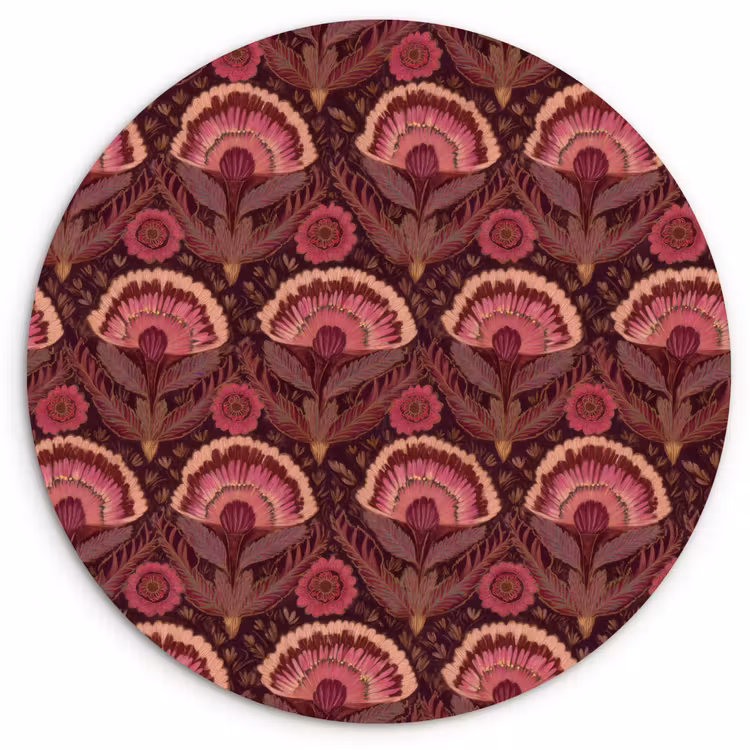 Antiek - Bloemen - Kleurrijk Wandcirkel kunststof plaat 5mm dik klein 188 -3d