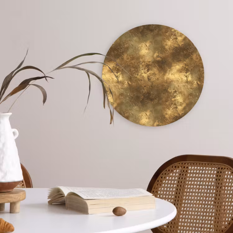 Antiek - Metaallook - Goud Wandcirkel kunststof plaat 5mm dik klein 188 -sfeer4