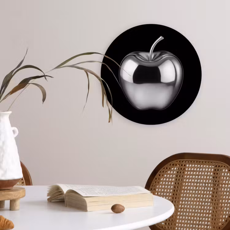 Appel - Metallic - Symmetrisch Wandcirkel kunststof plaat 5mm dik klein -sfeer4