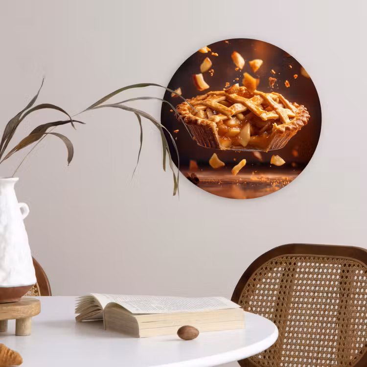 Appel - Taart - Warm - Eten Wandcirkel kunststof plaat 5mm dik klein -sfeer4