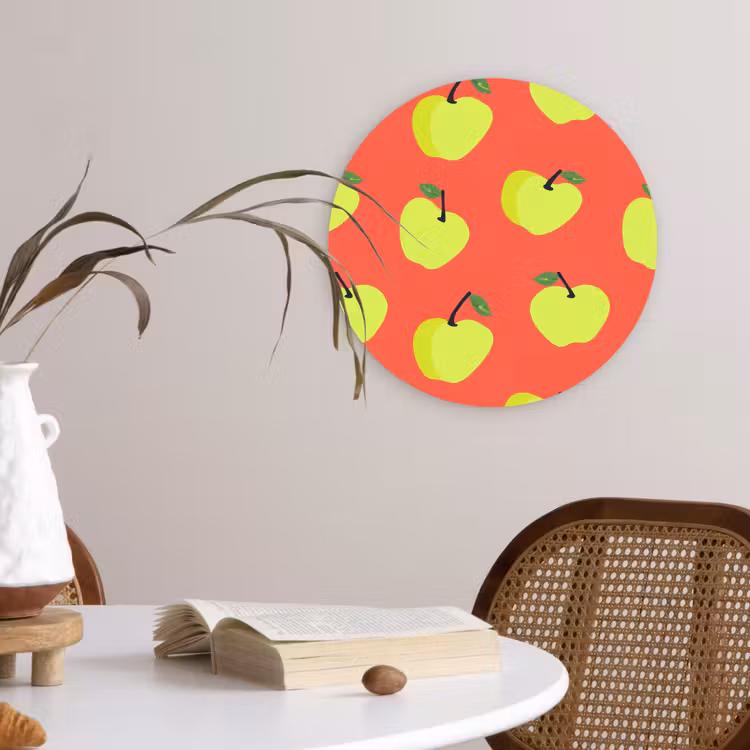 Appels - Modern - Groen Wandcirkel kunststof plaat 5mm dik klein 188 -sfeer4