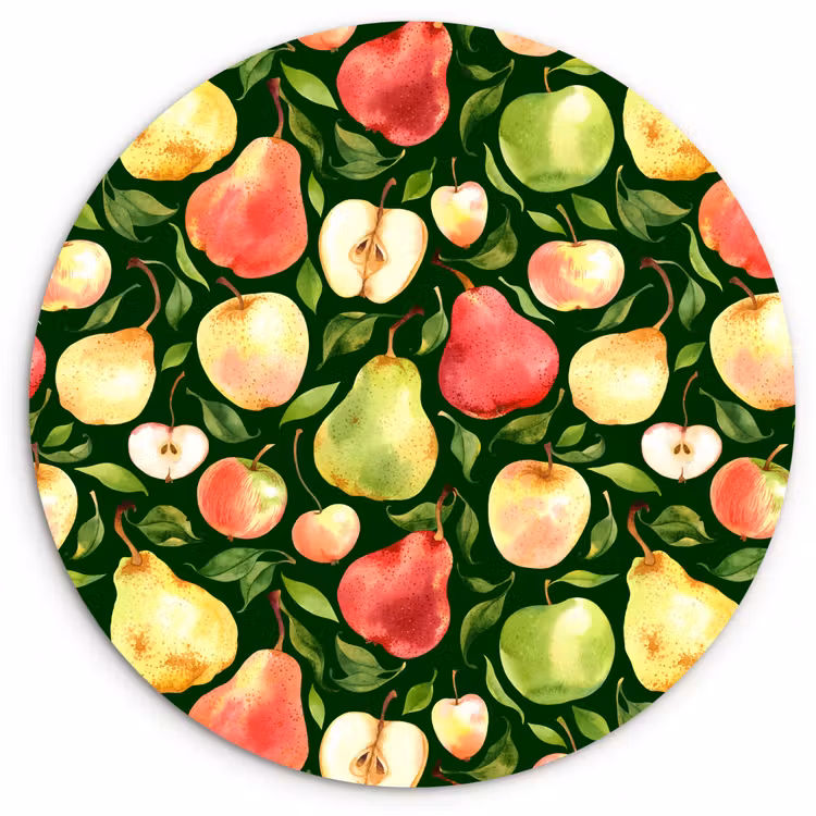 Appels - Peren - Fruit - Groen Wandcirkel kunststof plaat 5mm dik klein 188 -3d
