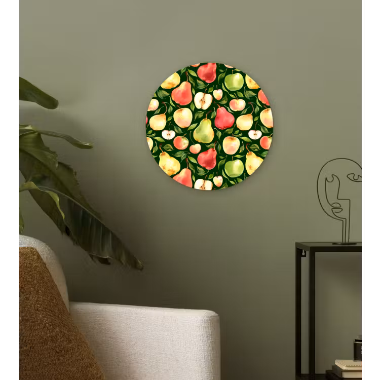 Appels - Peren - Fruit - Groen Wandcirkel kunststof plaat 5mm dik klein 188 -sfeer3